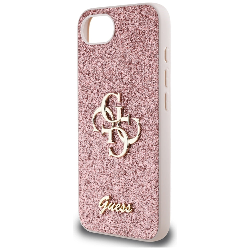 Puzdro pre Apple iPhone 17e / 16e, Guess, Fixed Glitter Big 4G, Ružové