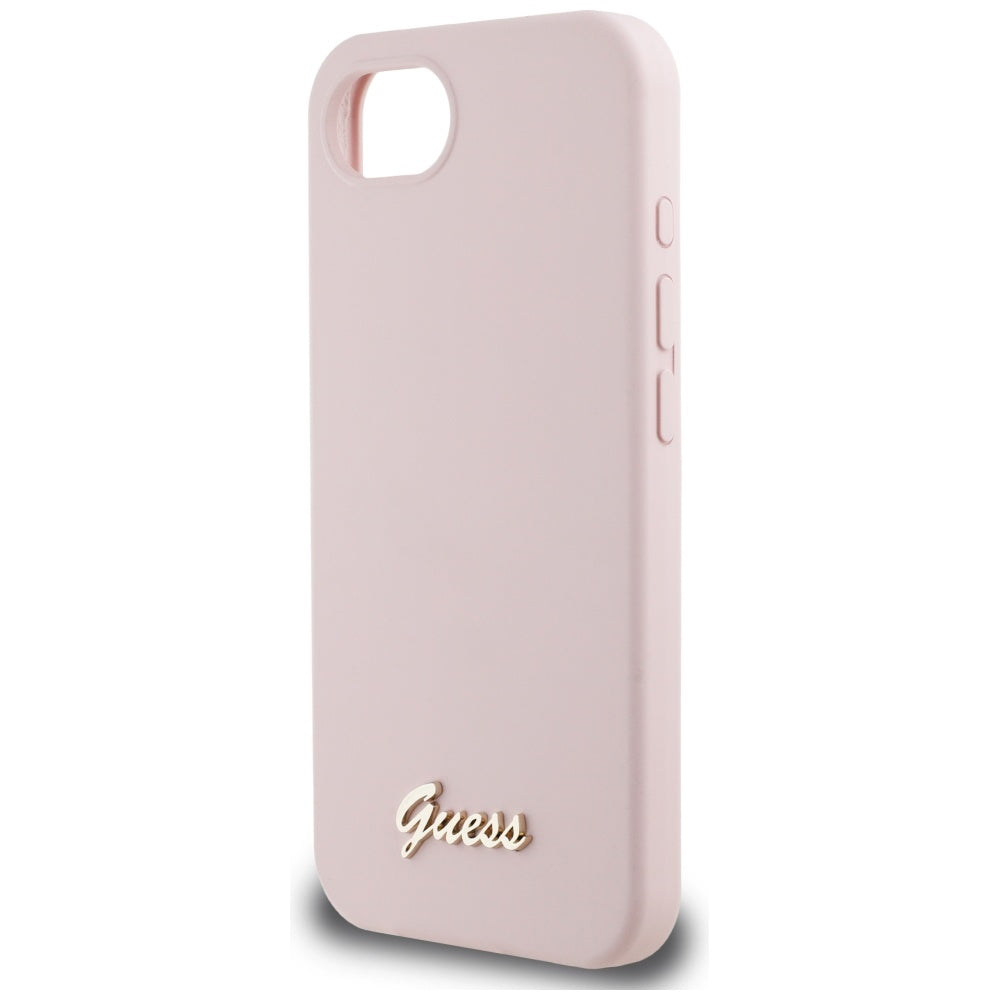 Puzdro pre Apple iPhone 17e / 16e, Guess, Script Metal Logo, Ružová