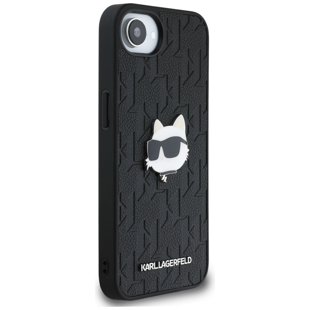 Puzdro pre Apple iPhone 17e / 16e, Karl Lagerfeld, Monogram Choupette's Head, Čierne
