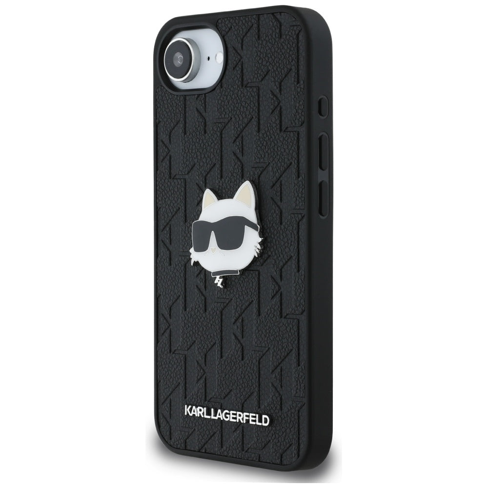Puzdro pre Apple iPhone 17e / 16e, Karl Lagerfeld, Monogram Choupette's Head, Čierne