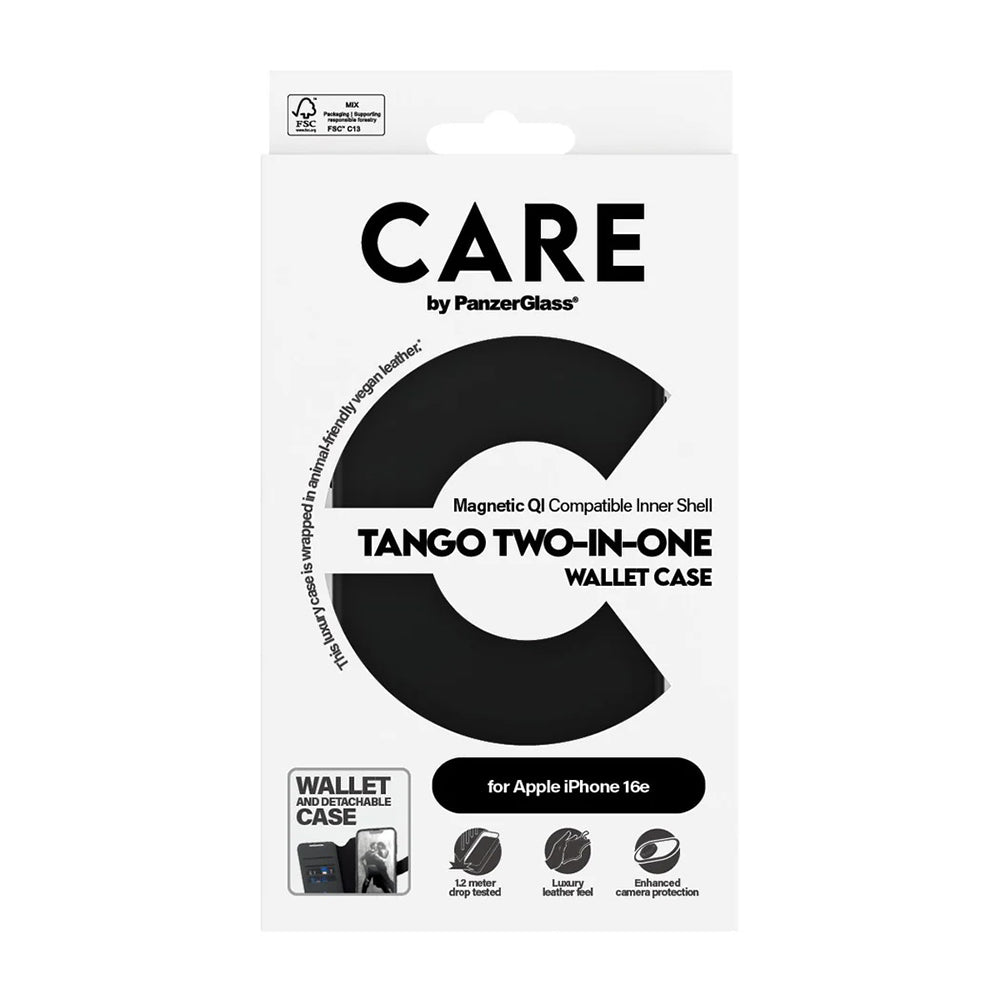 Puzdro pre Apple iPhone 17e / 16e, PanzerGlass, Care Feature Tango Two-in-One, Čierne