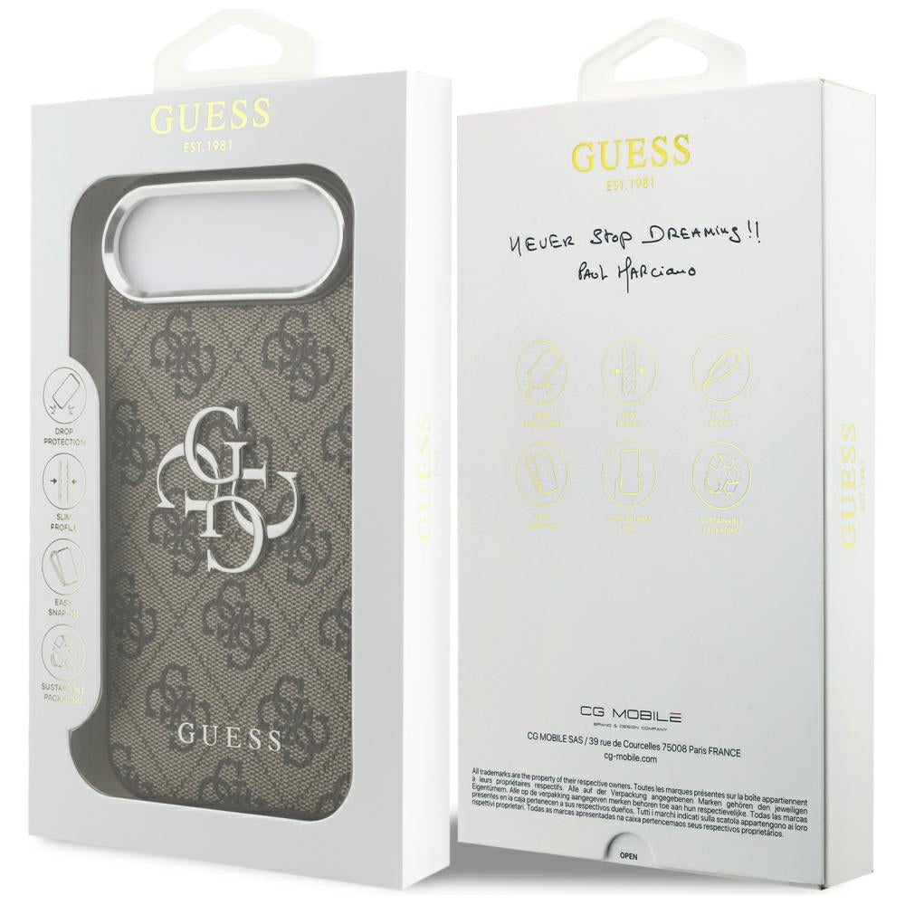 Puzdro pre Apple iPhone 17 Air, Guess, Big 4G Logo Classic, Hnedo Strieborné