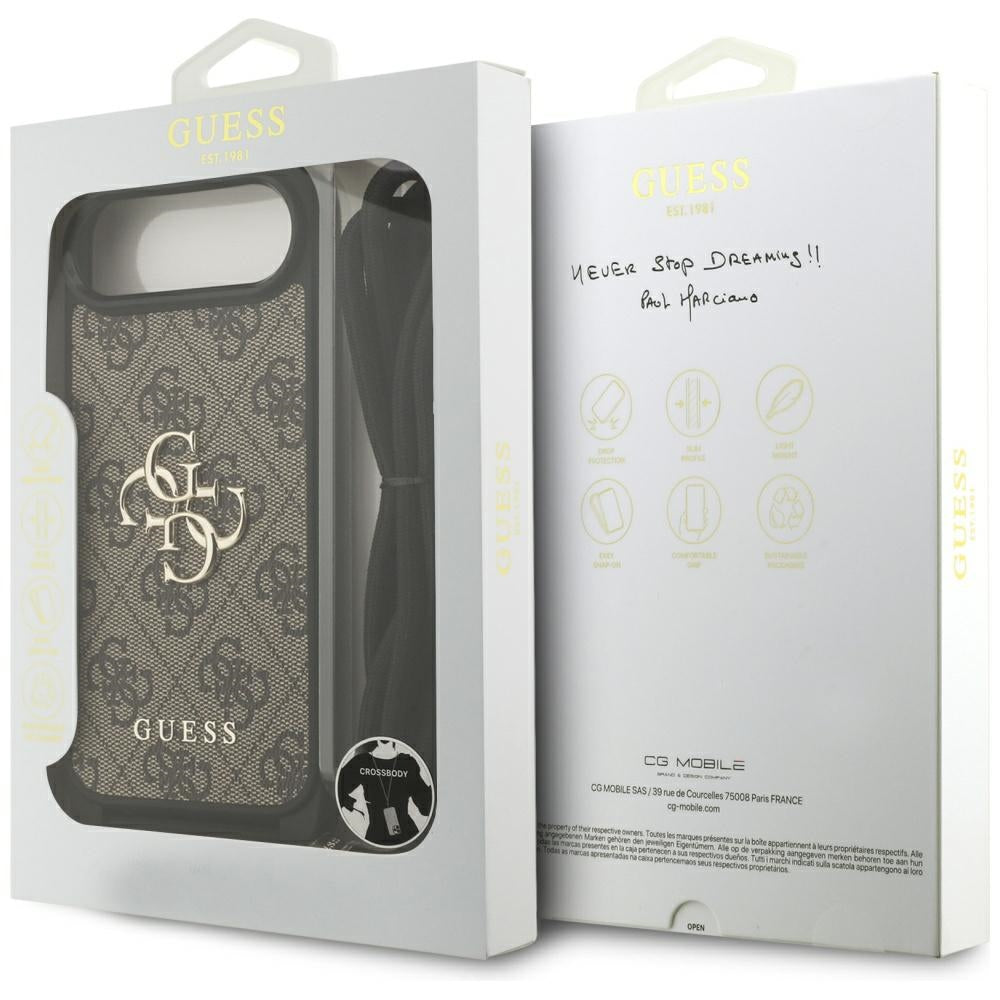 Puzdro pre Apple iPhone 17 Air, Guess, Crossbody Cord 4G Big Log, Hnedá