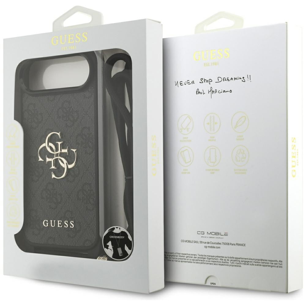 Puzdro pre Apple iPhone 17 Air, Guess, Crossbody Cord 4G Big Log, Čierne