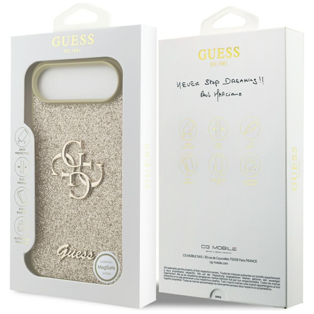 Puzdro pre Apple iPhone 17 Air, Guess, Fixed Glitter Big 4G, Zlaté