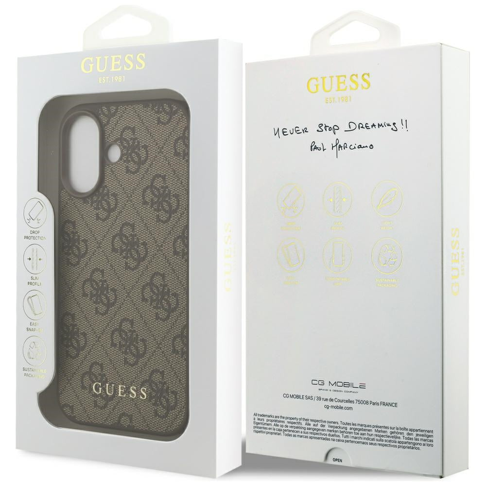 Puzdro pre Apple iPhone 17, Guess, 4G Classic, Hnedé