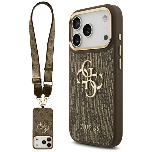 Puzdro pre Apple iPhone 17 Pro, Guess, Big 4G Classic Logo with Big Strap, Hnedé