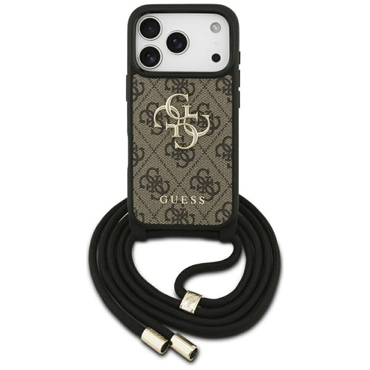 Puzdro pre Apple iPhone 17 Pro, Guess, Crossbody Cord 4G Big Log, Hnedá