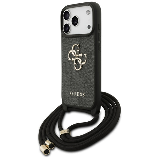 Puzdro pre Apple iPhone 17 Pro, Guess, Crossbody Cord 4G Big Log, Čierne
