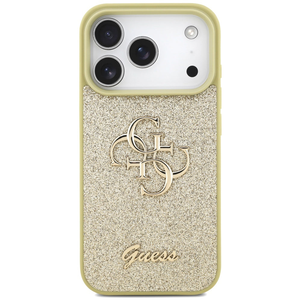 Puzdro pre Apple iPhone 17 Pro, Guess, Fixed Glitter Big 4G, Zlaté