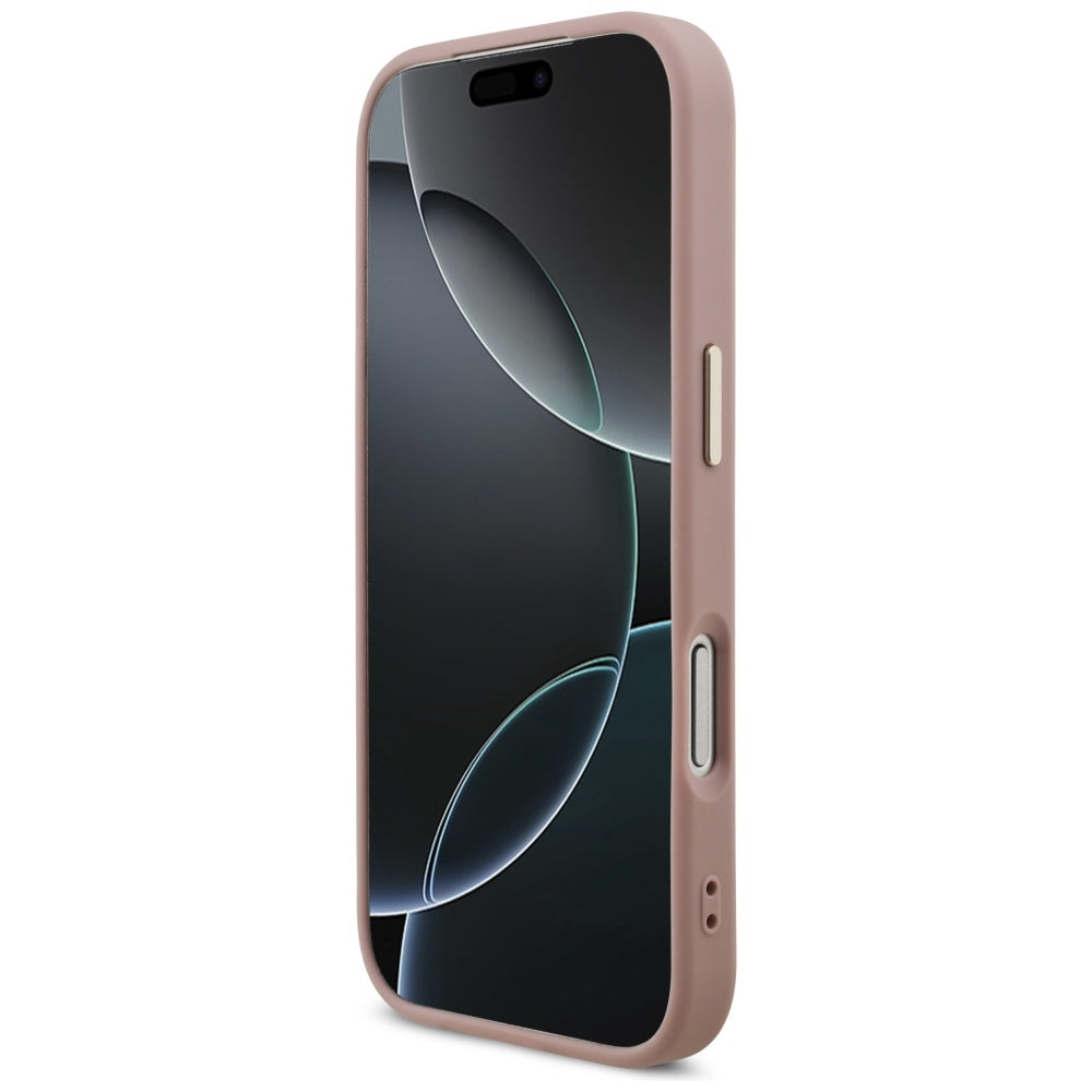 Puzdro pre Apple iPhone 17 Pro, Guess, Fixed Glitter Big 4G Metal Frame, Ružové
