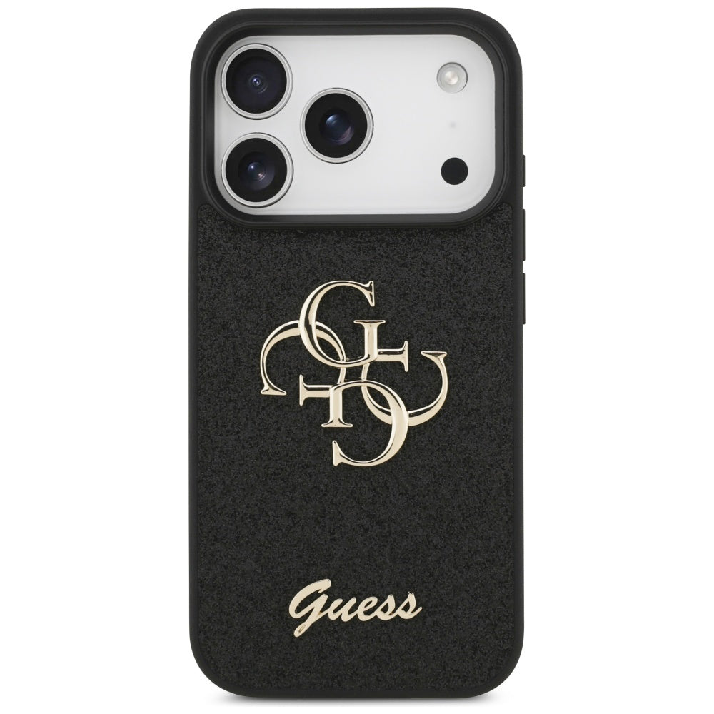 Puzdro pre Apple iPhone 17 Pro, Guess, Fixed Glitter Big 4G, Čierne