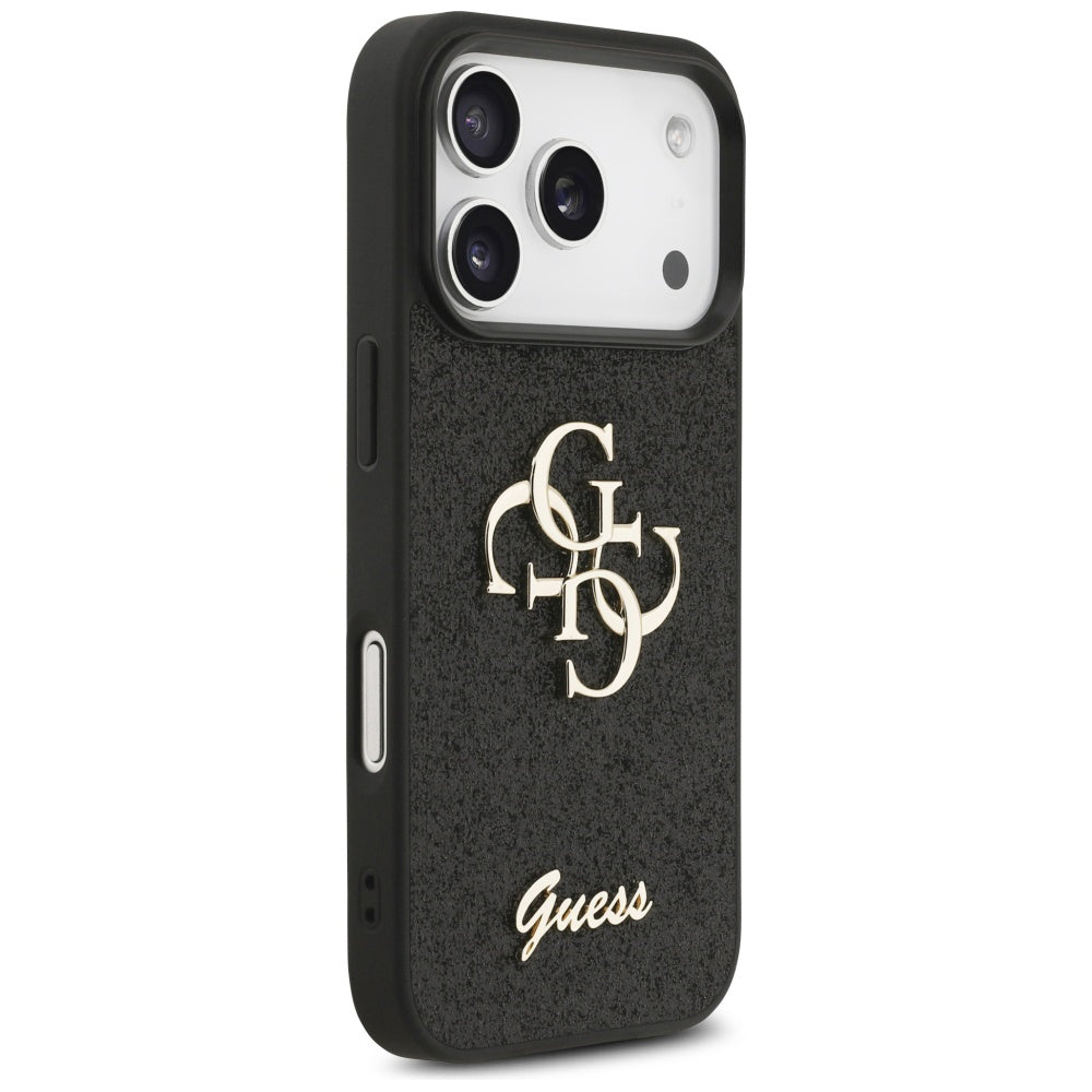 Puzdro pre Apple iPhone 17 Pro, Guess, Fixed Glitter Big 4G, Čierne