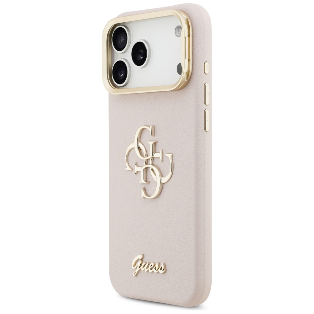 Case for Apple iPhone 17 Pro, Guess, Grained Big 4G Stand Camera, Pink