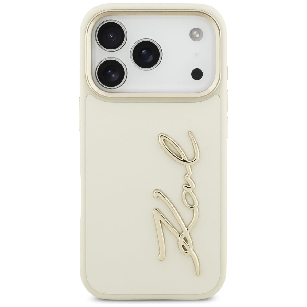 Puzdro pre Apple iPhone 17 Pro, Karl Lagerfeld, Script Logo, Béžová