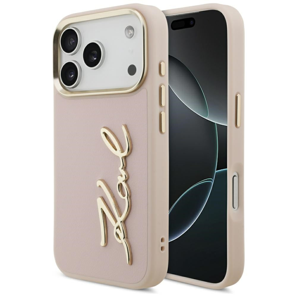 Puzdro pre Apple iPhone 17 Pro, Karl Lagerfeld, Script Logo, Ružové
