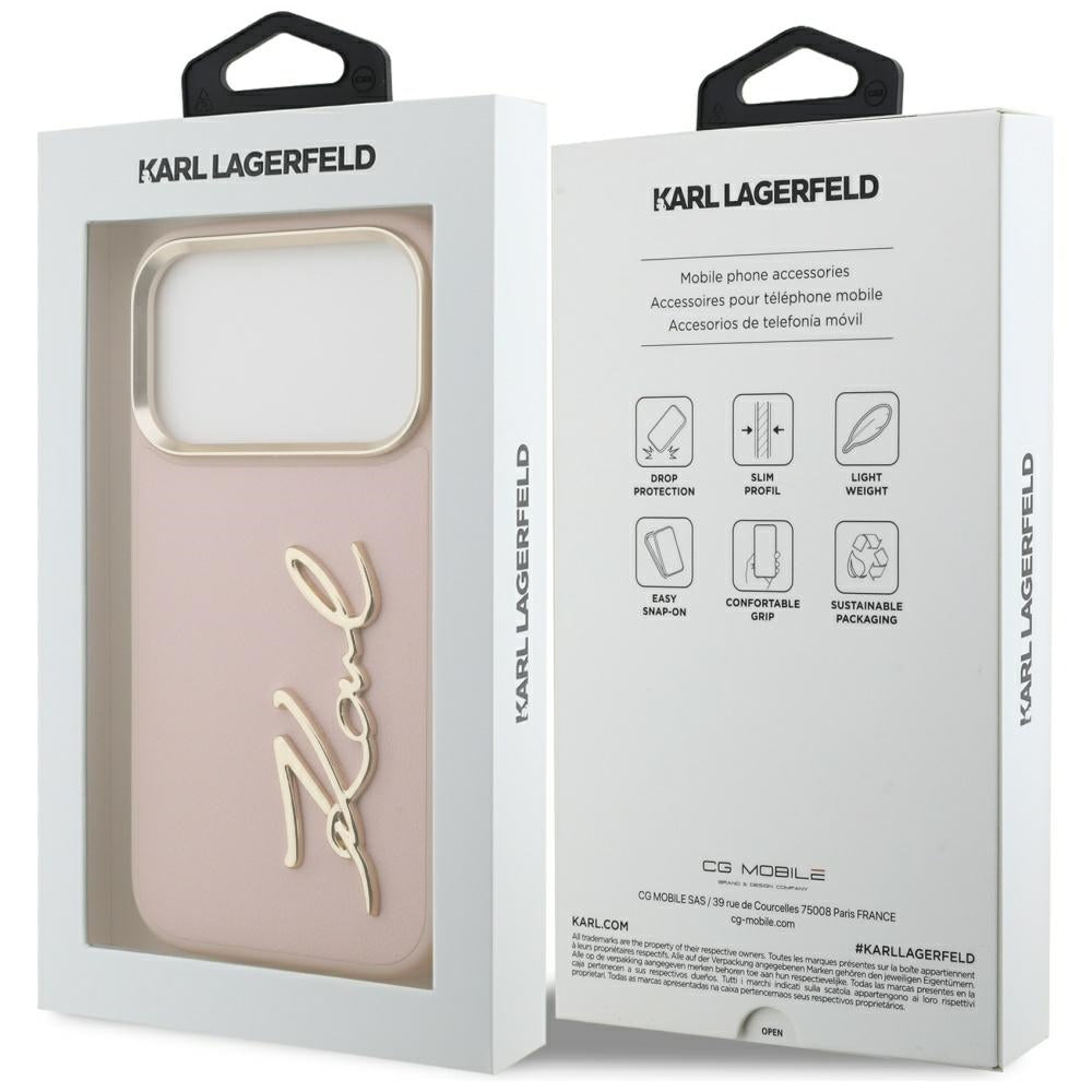 Puzdro pre Apple iPhone 17 Pro, Karl Lagerfeld, Script Logo, Ružové