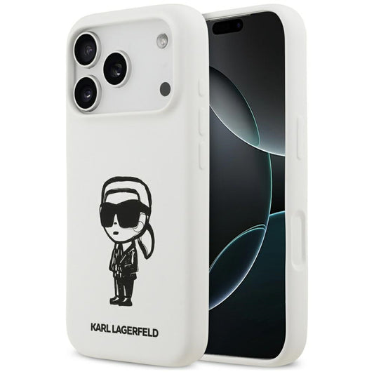 Puzdro pre Apple iPhone 17 Pro, Karl Lagerfeld, Sketch and Logo Karl, Biela