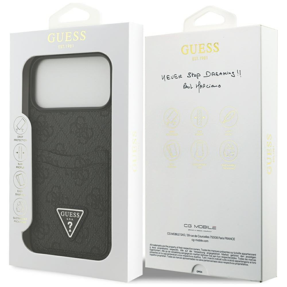 Puzdro pre Apple iPhone 17 Pro Max, Guess, 4G Double Card Triangle, Čierne