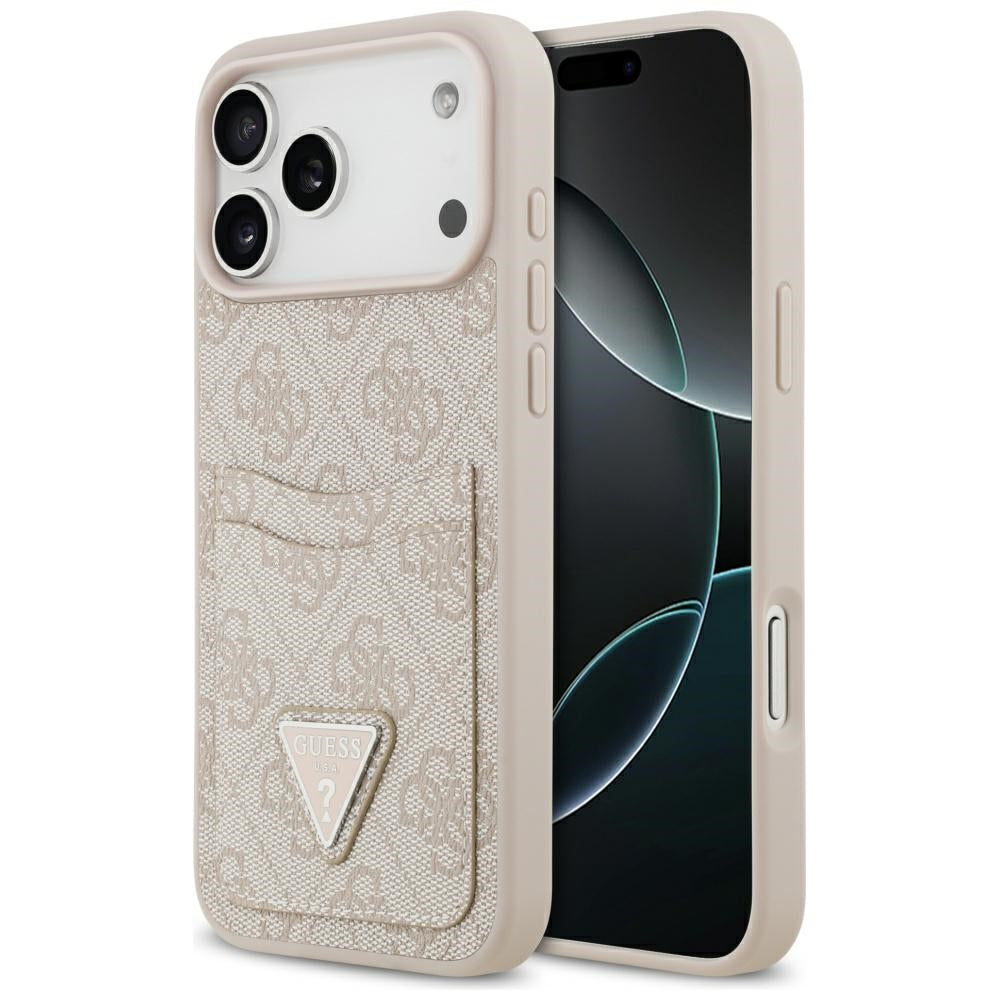 Puzdro pre Apple iPhone 17 Pro Max, Guess, 4G Double Card Triangle, Ružové