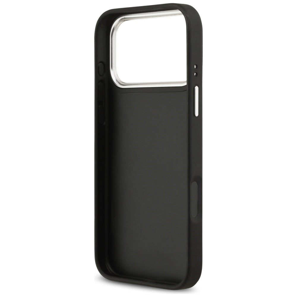 Puzdro pre Apple iPhone 17 Pro Max, Guess, 4G Grained Big and Classic Logo, Čierno Strieborné