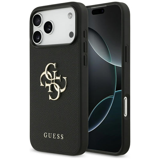 Puzdro pre Apple iPhone 17 Pro Max, Guess, 4G Grained Big and Classic Logo, Čierne