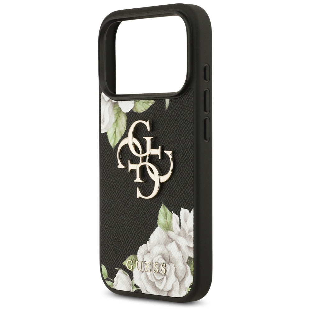 Puzdro pre Apple iPhone 17 Pro Max, Guess, 4G Grained Roses Big Logo, Čierne