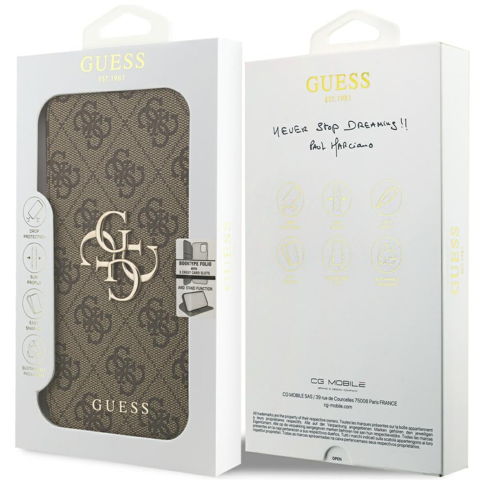 Puzdro pre Apple iPhone 17 Pro Max, Guess, 4G Metal Logo, Hnedé