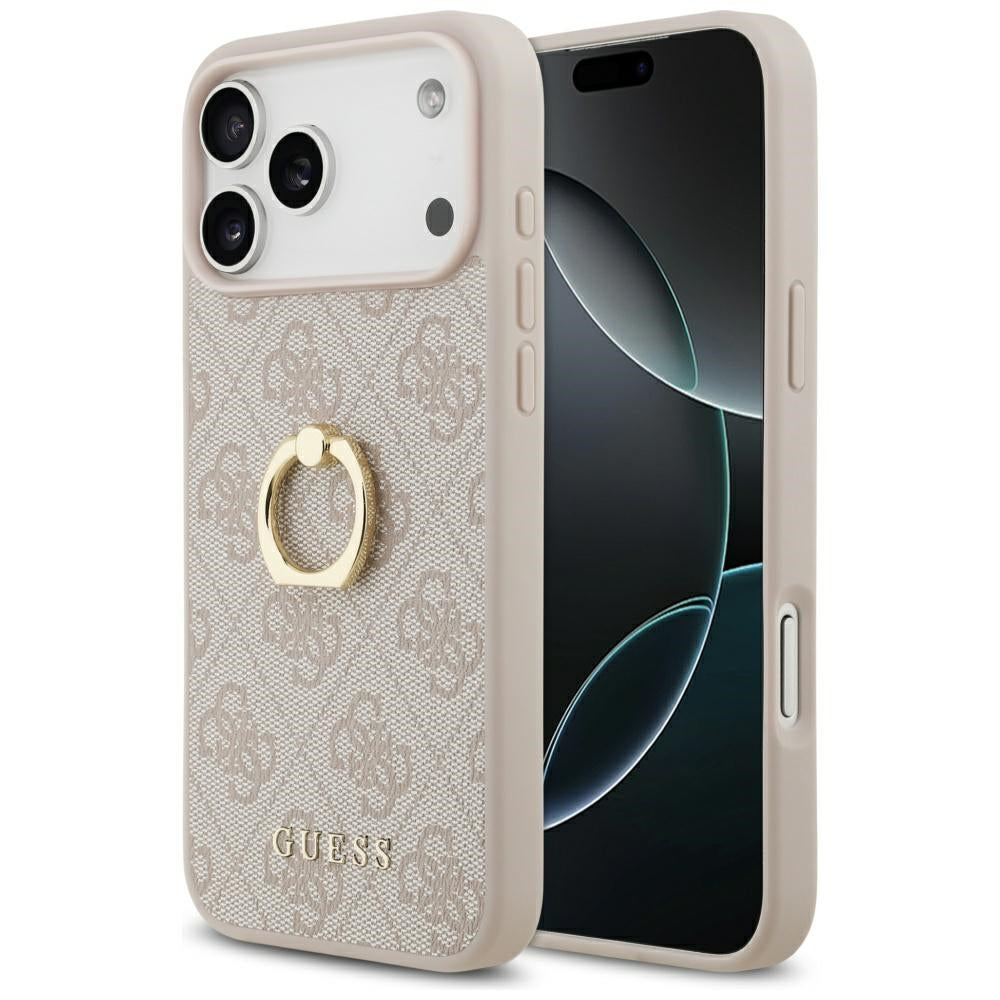 Puzdro pre Apple iPhone 17 Pro Max, Guess, 4G Ring Stand, Hnedé