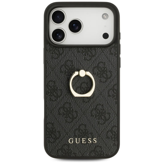 Puzdro pre Apple iPhone 17 Pro Max, Guess, 4G Ring Stand, Čierne