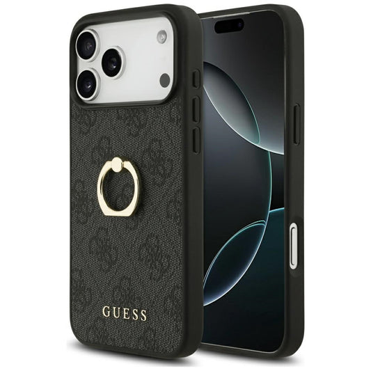 Puzdro pre Apple iPhone 17 Pro Max, Guess, 4G Ring Stand, Čierne