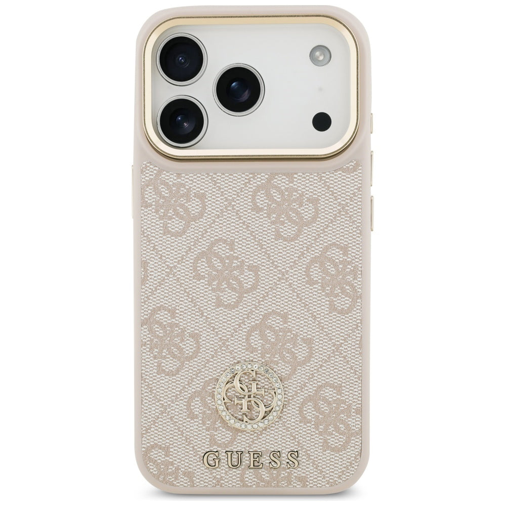 Case for Apple iPhone 17 Pro Max, Guess, 4G Strass Logo and Big Strap, Pink
