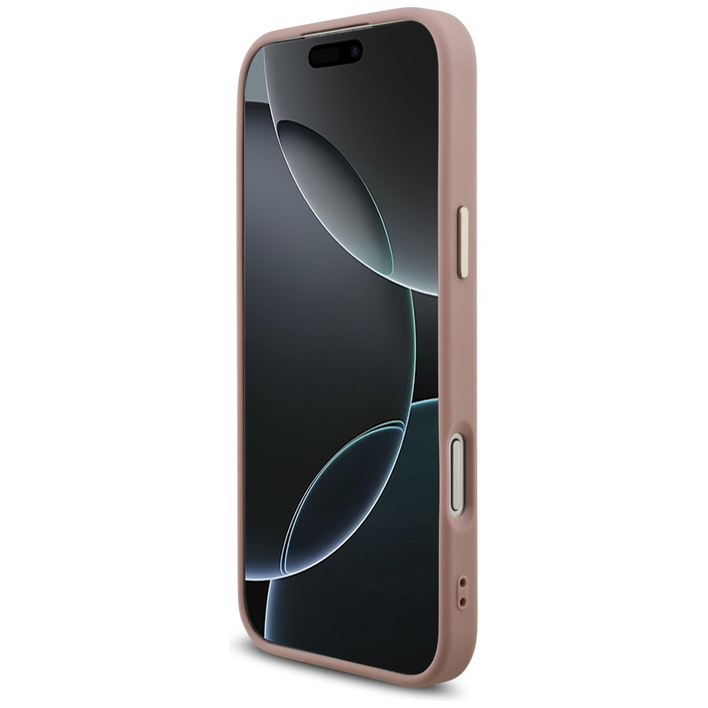 Puzdro pre Apple iPhone 17 Pro Max, Guess, Fixed Glitter Big 4G Metal Frame, Ružové