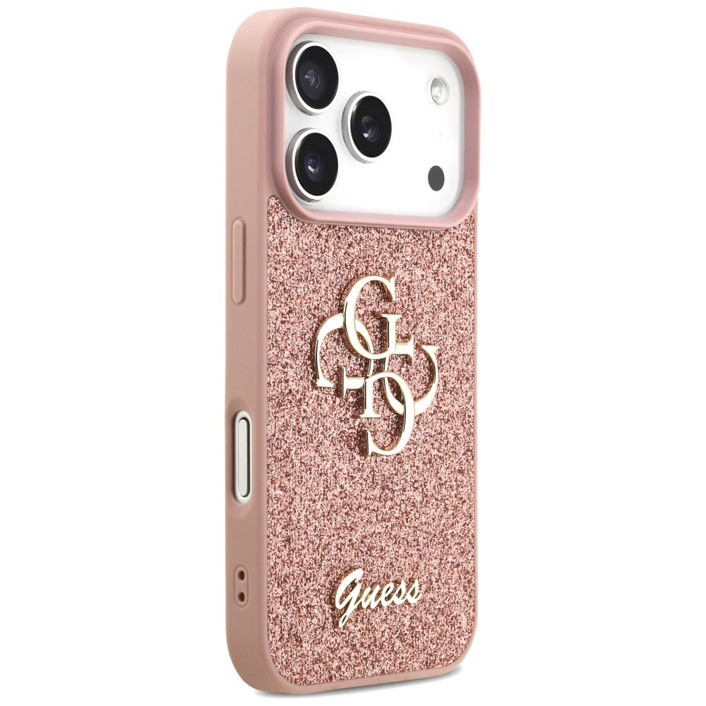 Puzdro pre Apple iPhone 17 Pro Max, Guess, Fixed Glitter Big 4G, Ružové