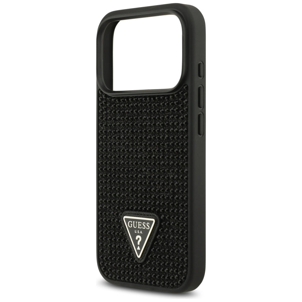 Case for Apple iPhone 17 Pro Max, Guess, Rhinestone Triangle Logo, Black