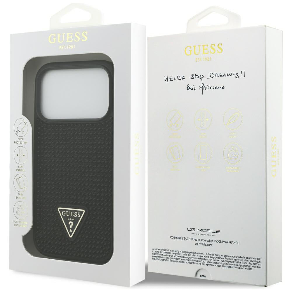 Case for Apple iPhone 17 Pro Max, Guess, Rhinestone Triangle Logo, Black