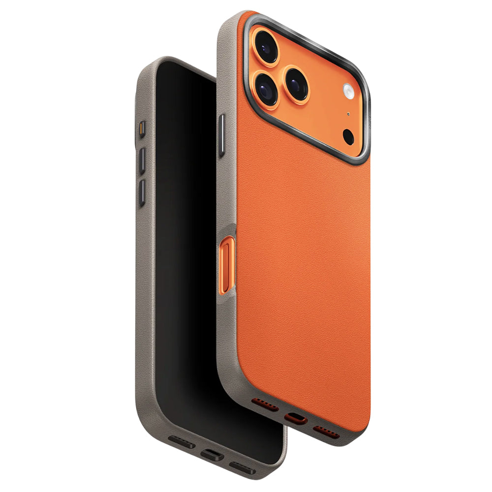 Puzdro pre Apple iPhone 17 Pro, UNIQ, Lyden Leatherette, Oranžovo-Bežové