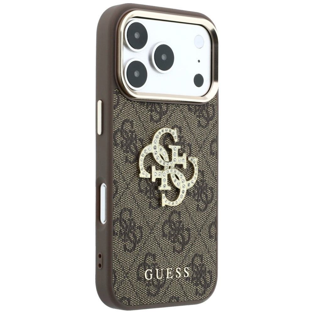 Puzdro pre Apple iPhone 18 Pro / 17 Pro, Guess, 4G Big Strass Logo, Hnedé