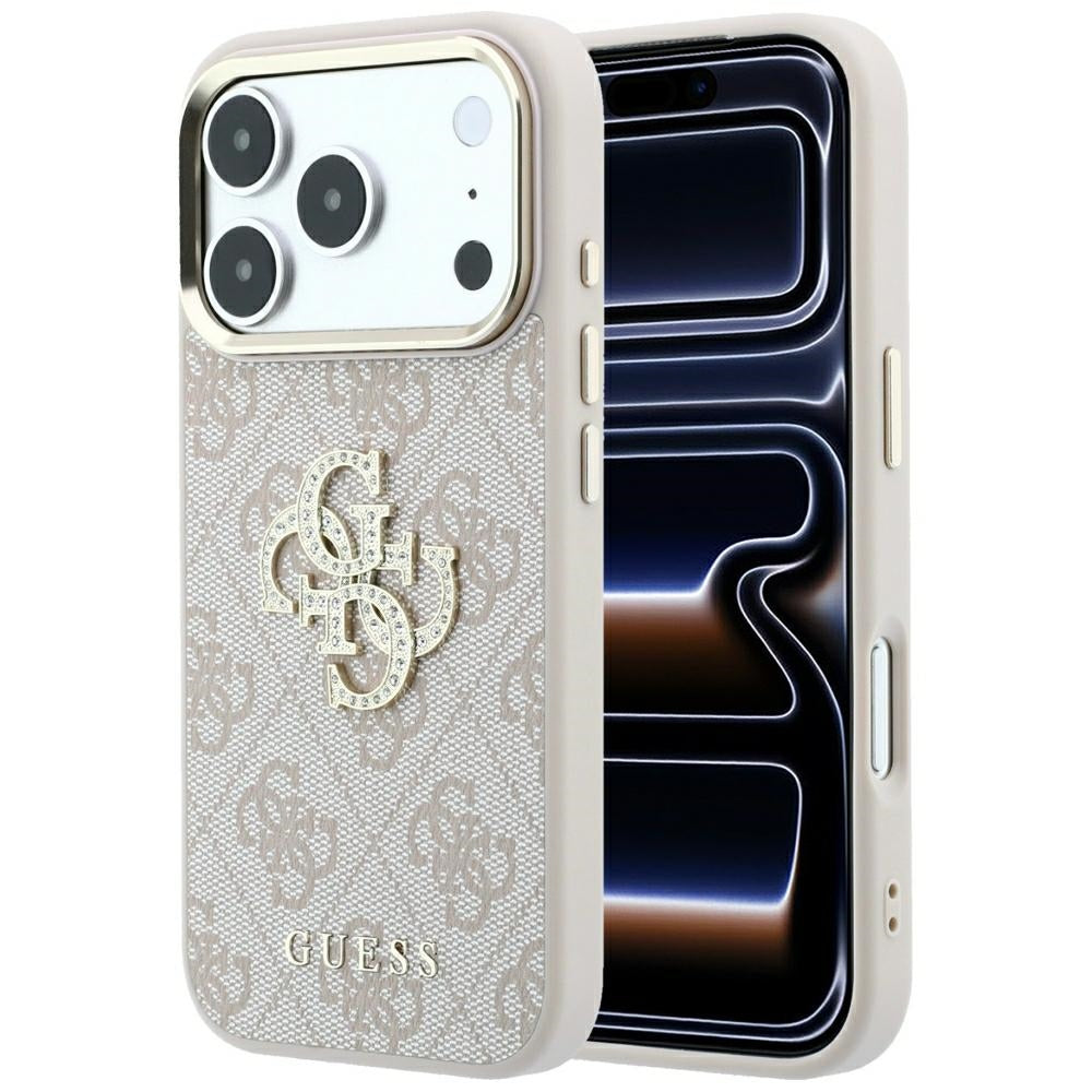 Puzdro pre Apple iPhone 18 Pro / 17 Pro, Guess, 4G Big Strass Logo, Ružové