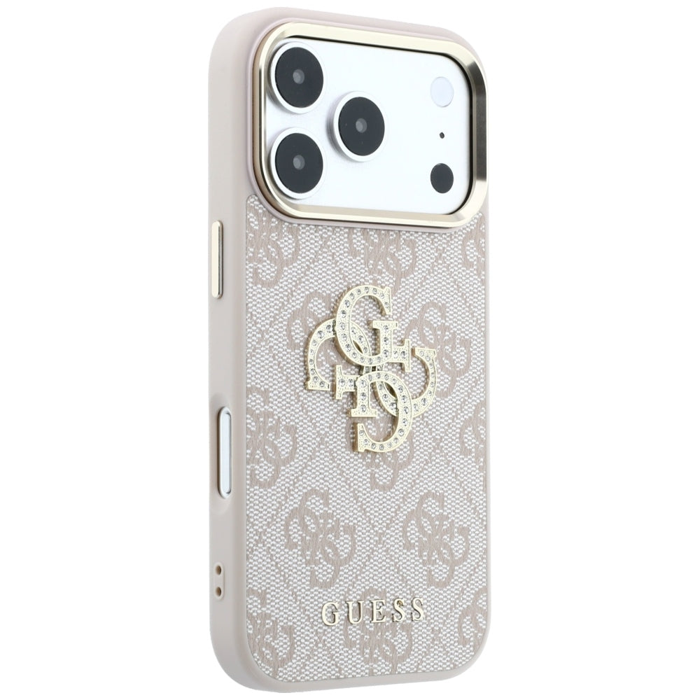 Puzdro pre Apple iPhone 18 Pro / 17 Pro, Guess, 4G Big Strass Logo, Ružové