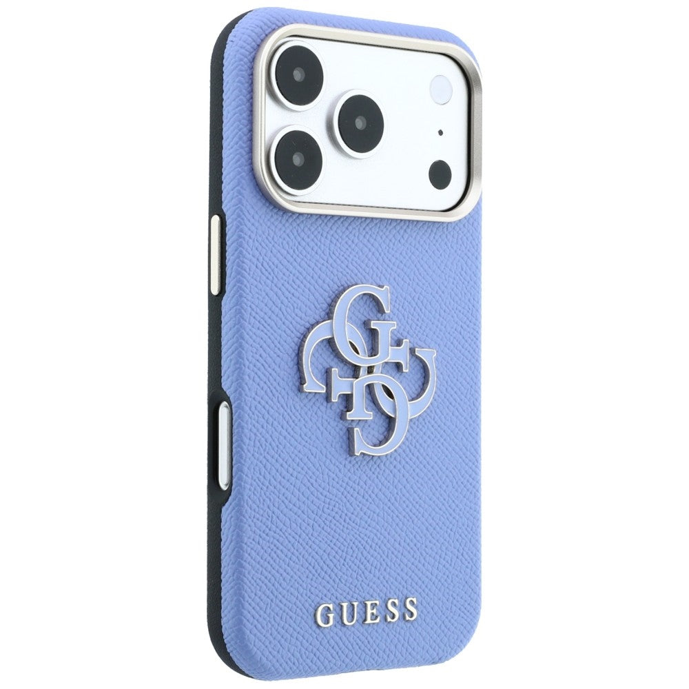 Puzdro pre Apple iPhone 18 Pro / 17 Pro, Guess, Štruktúrované veľké živicové logo, modré