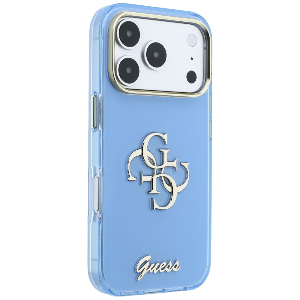 Puzdro pre Apple iPhone 18 Pro / 17 Pro, Guess, IML 4G Metal Script, Modrá