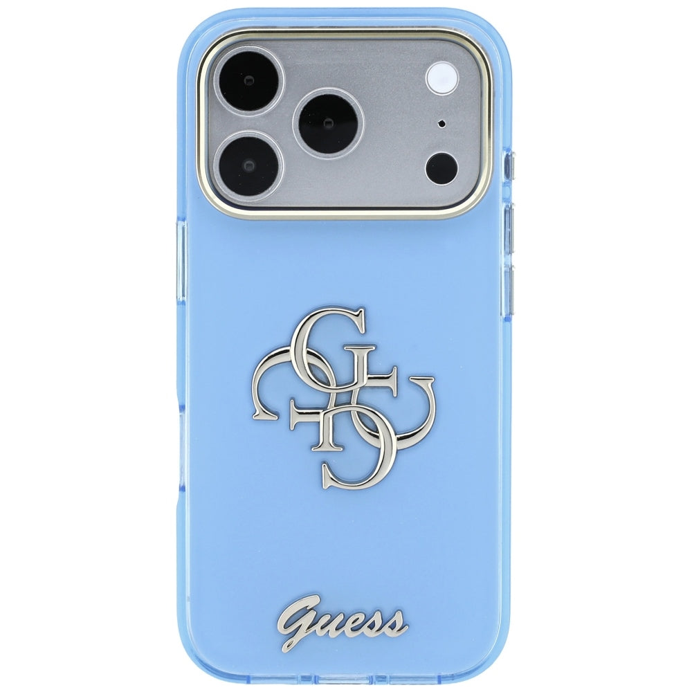 Puzdro pre Apple iPhone 18 Pro / 17 Pro, Guess, IML 4G Metal Script, Modrá