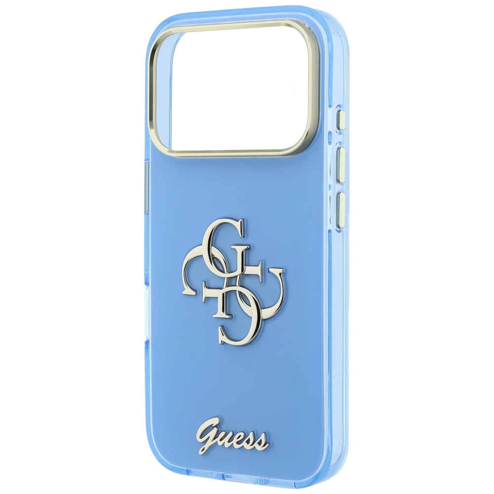 Puzdro pre Apple iPhone 18 Pro / 17 Pro, Guess, IML 4G Metal Script, Modrá