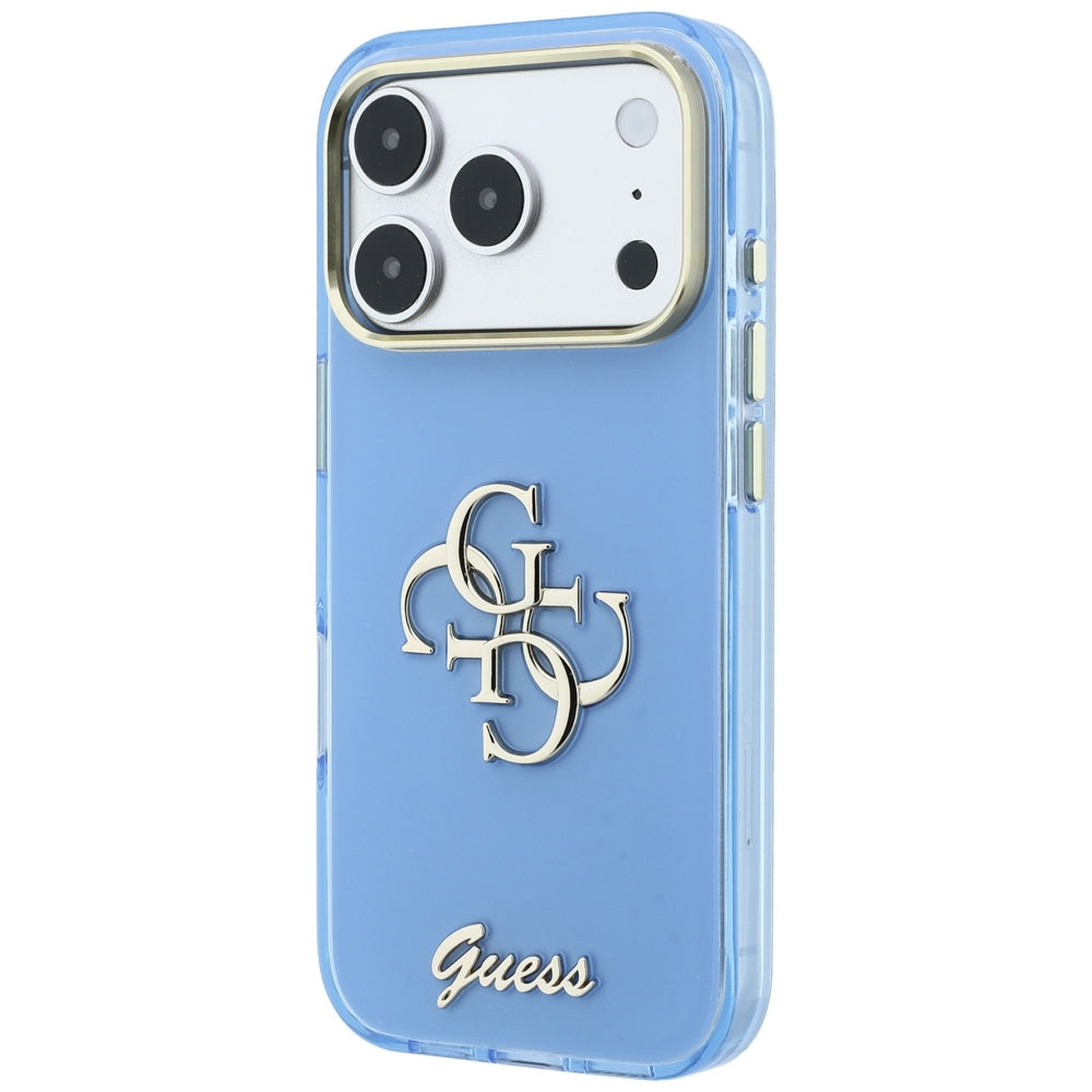 Puzdro pre Apple iPhone 18 Pro / 17 Pro, Guess, IML 4G Metal Script, Modrá