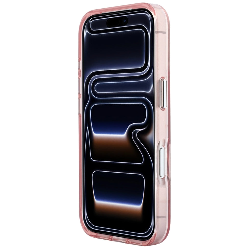 Puzdro pre Apple iPhone 18 Pro / 17 Pro, Karl Lagerfeld, IML veľké podpisové logo z živice a kovový rám, ružové