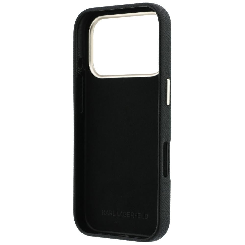 Puzdro pre Apple iPhone 18 Pro / 17 Pro, Karl Lagerfeld, hladké veľké živicové podpisové logo, čierne