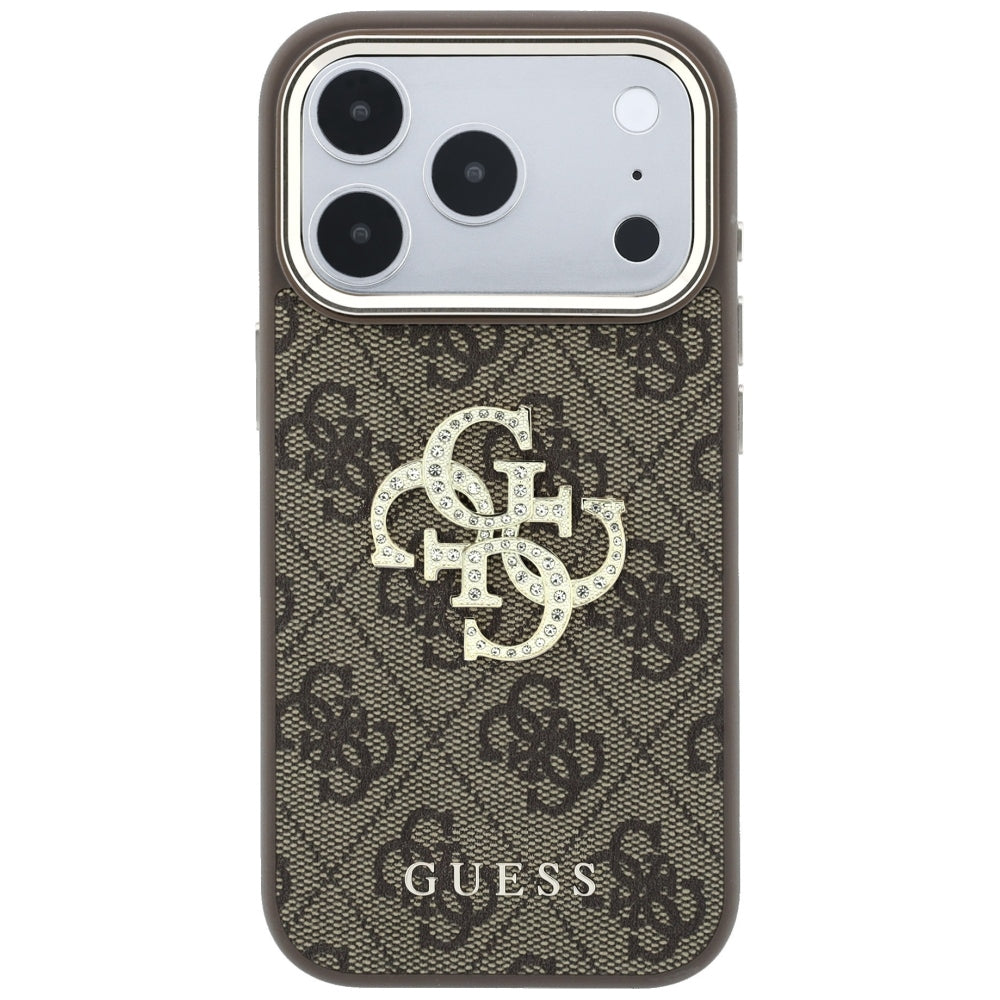 Case for Apple iPhone 18 Pro Max / 17 Pro Max, Guess, 4G Big Strass Logo, Brown