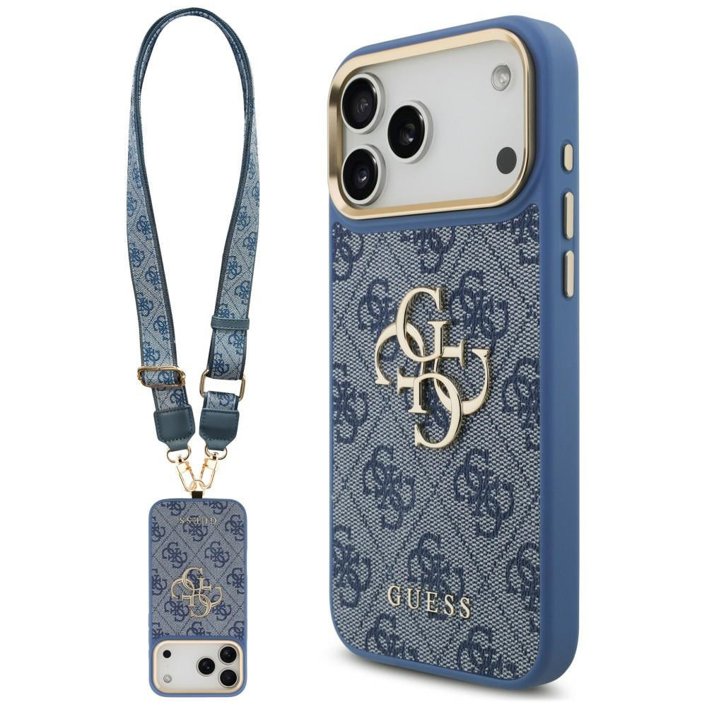 Puzdro pre Apple iPhone 18 Pro Max / 17 Pro Max, Guess, Big 4G Classic Logo & Big Strap Metal Buttons, modré