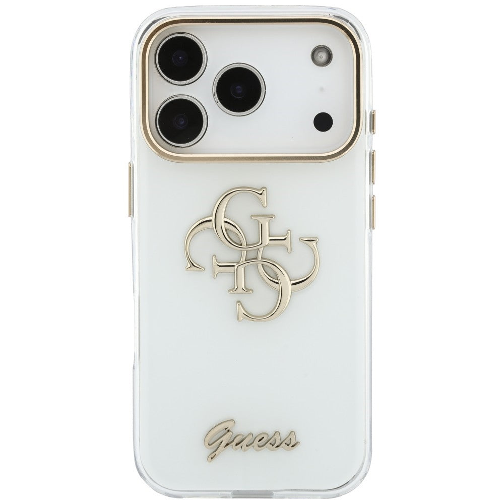 Puzdro pre Apple iPhone 18 Pro Max / 17 Pro Max, Guess, IML 4G Metal Script, Biele